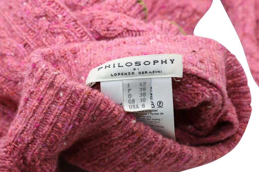 Philosophy by Lorenzo Serafini Philosophy Di Lorenzo Serafini Ruffle Cable-Knit Sweater in Pink Wool 2