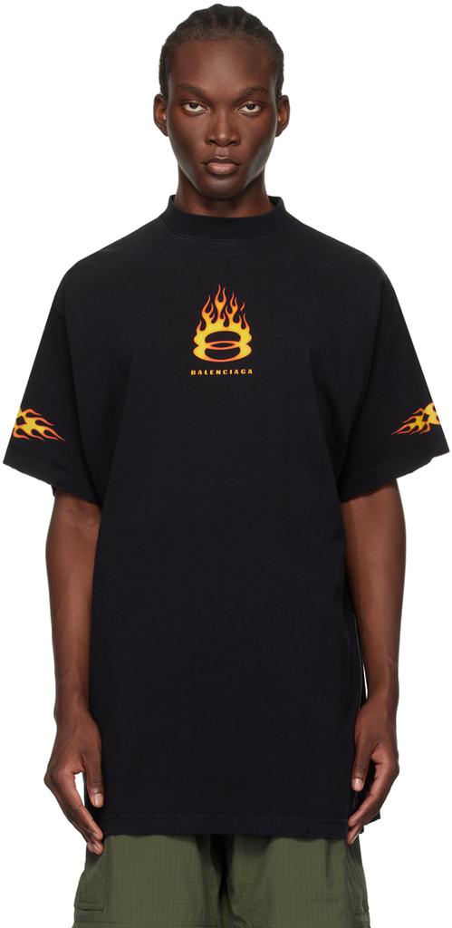 大人気 BALENCIAGA BURNING UNITY THIN JERSEY 796917TQVW61134 Balenciaga Black Burning Unity Thin Jersey Long Sleeve T
