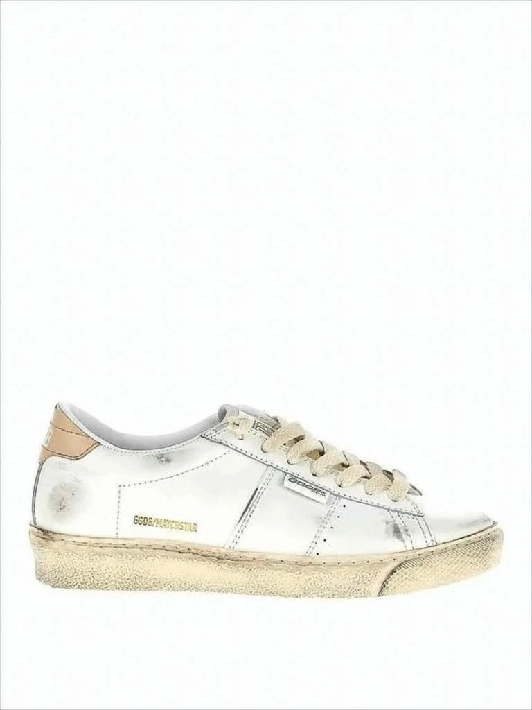 Golden Goose Distressed White Leather Low-Top Sneakers With Vintage Aesthetic
