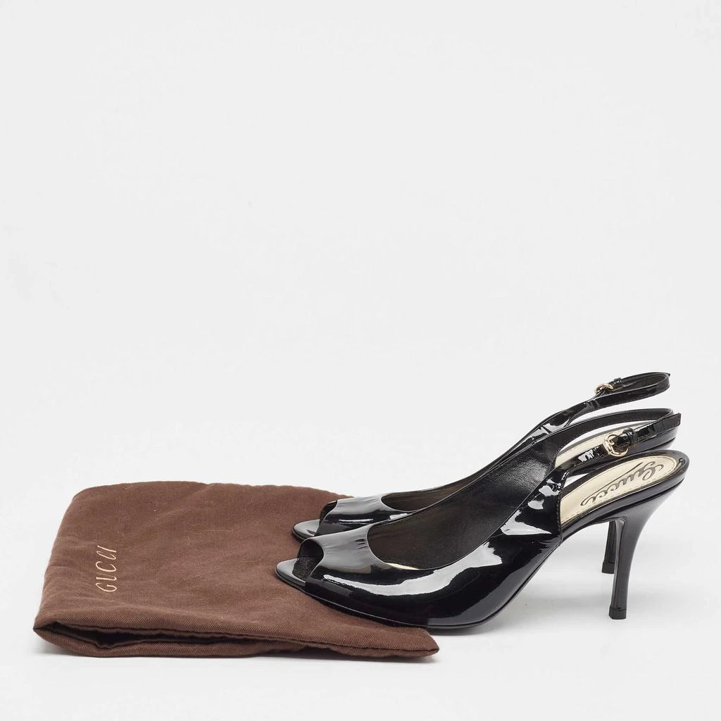 Gucci Gucci Black Patent Peep Toe Slingback Pumps Size 36.5 9
