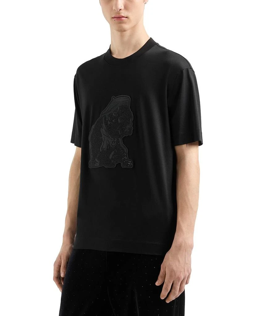 Emporio Armani Bulldog Rhinestone Embroidered Tee 1