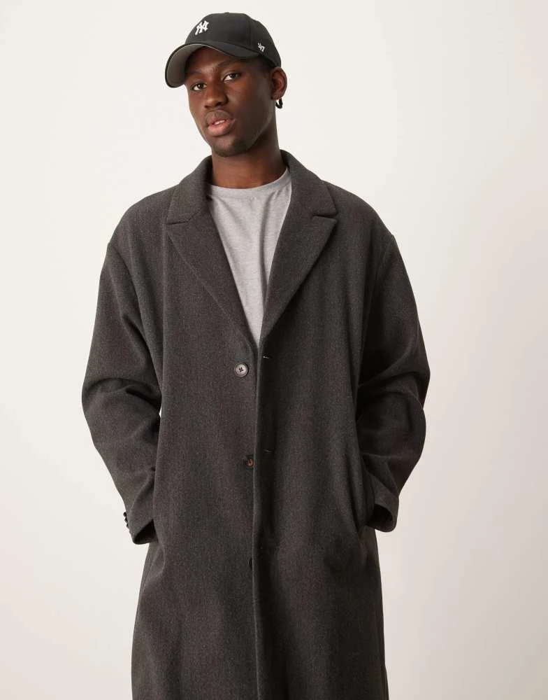 New Look New Look relaxed overcoat in dark grey 4