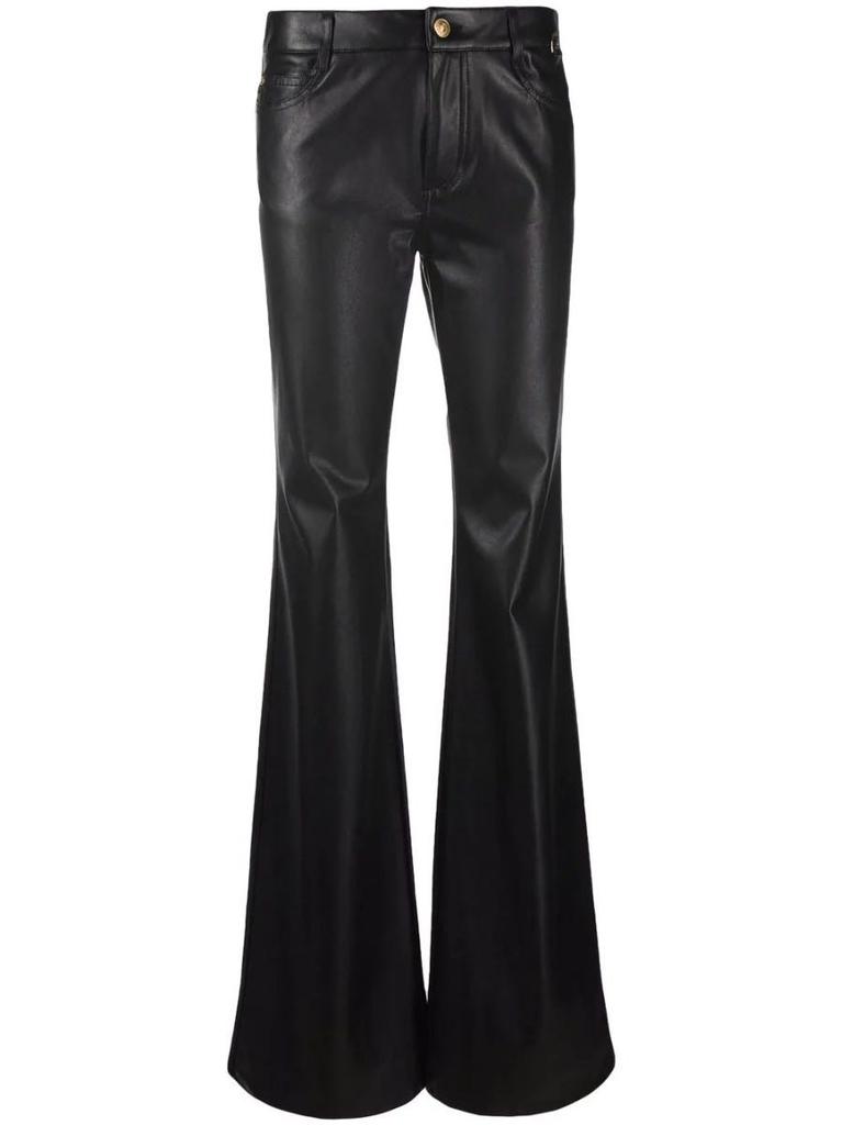 NA Polished finish black flared Trousers