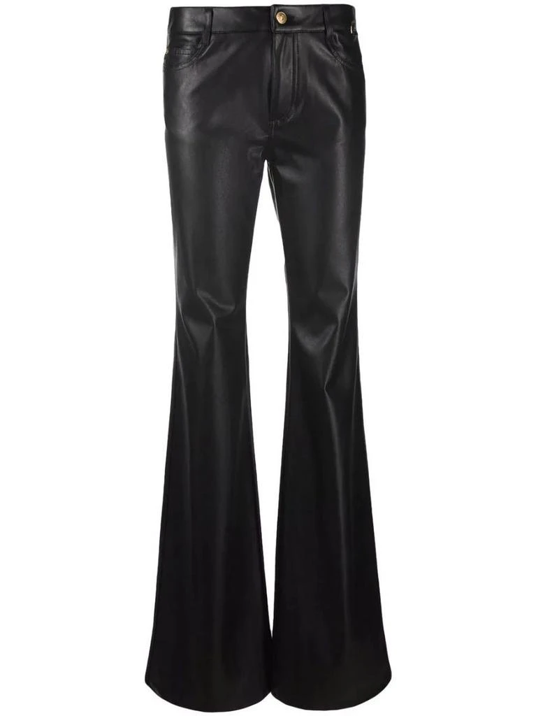 NA Polished finish black flared Trousers 1