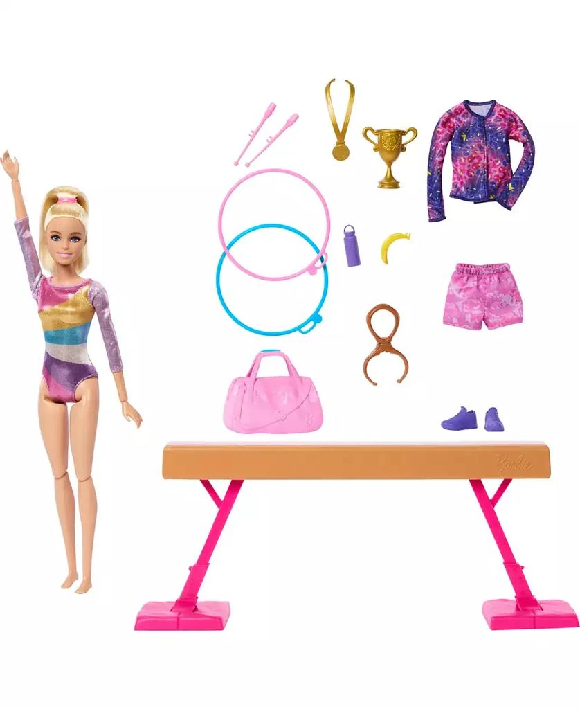 Barbie Gymnastics Play Set with Blonde Fashion Doll, Balance Beam, 10 Plus Accessories and Flip Feature 4