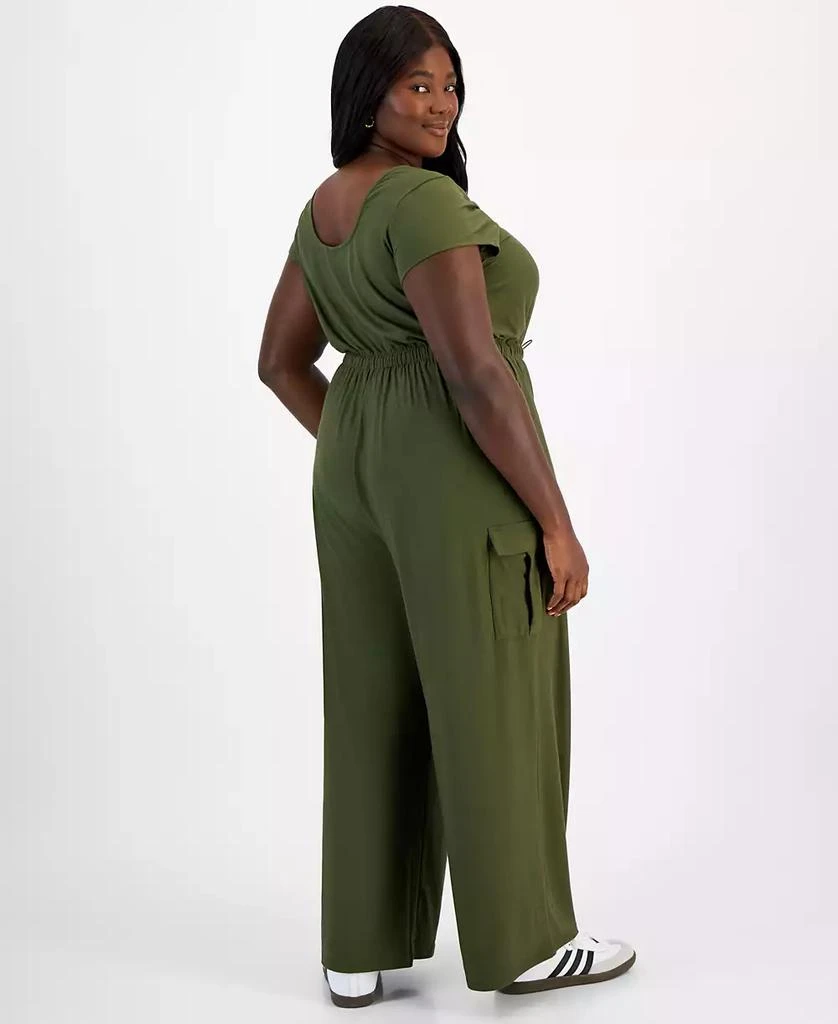 Derek Heart Trendy Plus Size Scoop-Neck Cap-Sleeve Jumpsuit 2