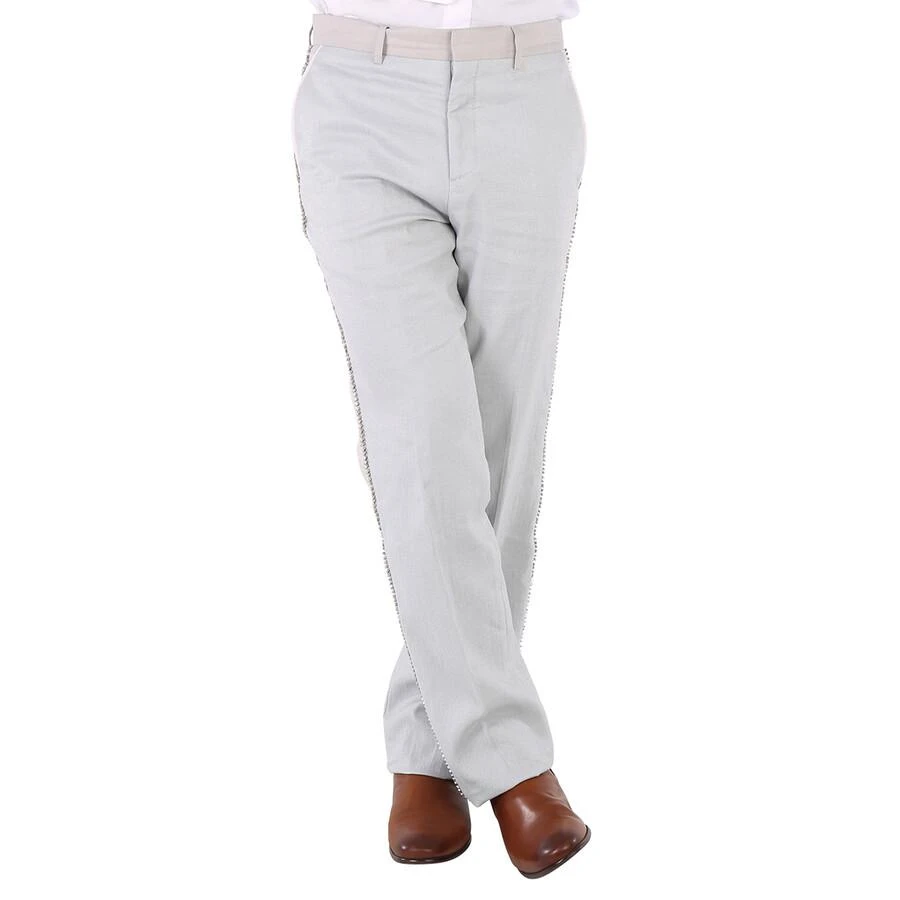 Burberry Burberry Men's Light Pebble Grey English Fit Crystal Embroidered Technical Linen Trousers, Brand Size 50 (Waist Size 34.3") 1