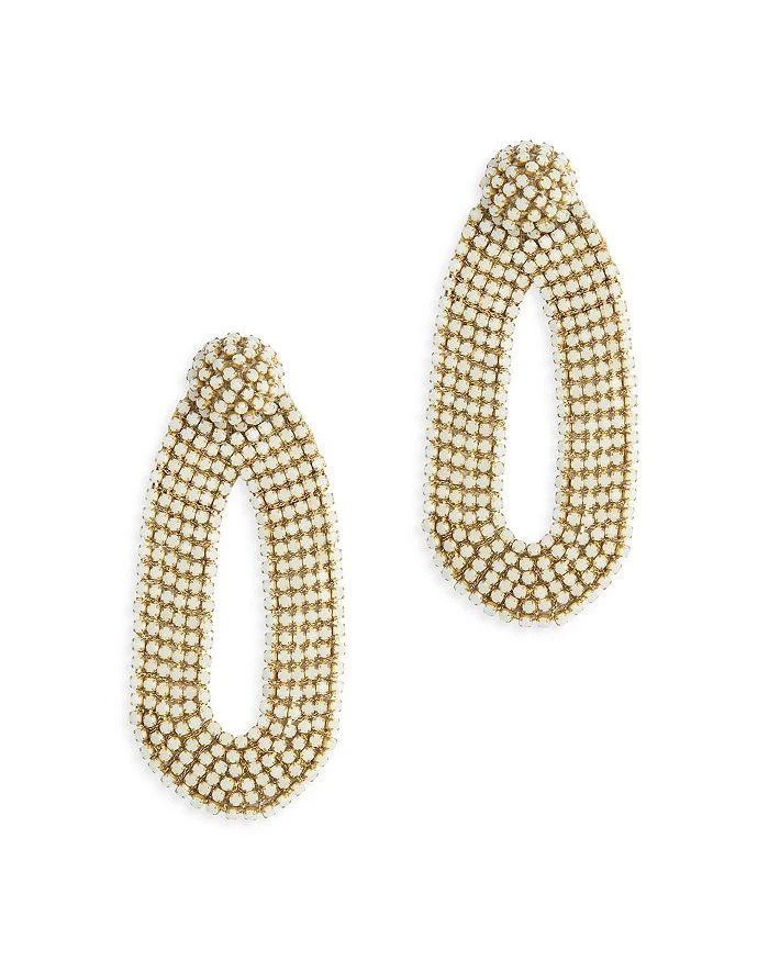 Deepa by Deepa Gurnani Bianca Stone Open Drop Earrings in Gold Tone Stainless Steel 1