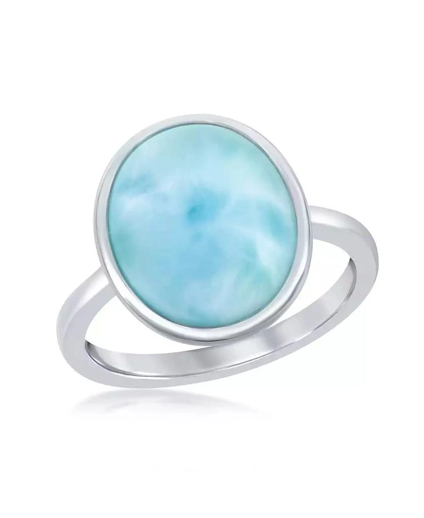 Caribbean Treasures Sterling Silver Larimar Oval Ring