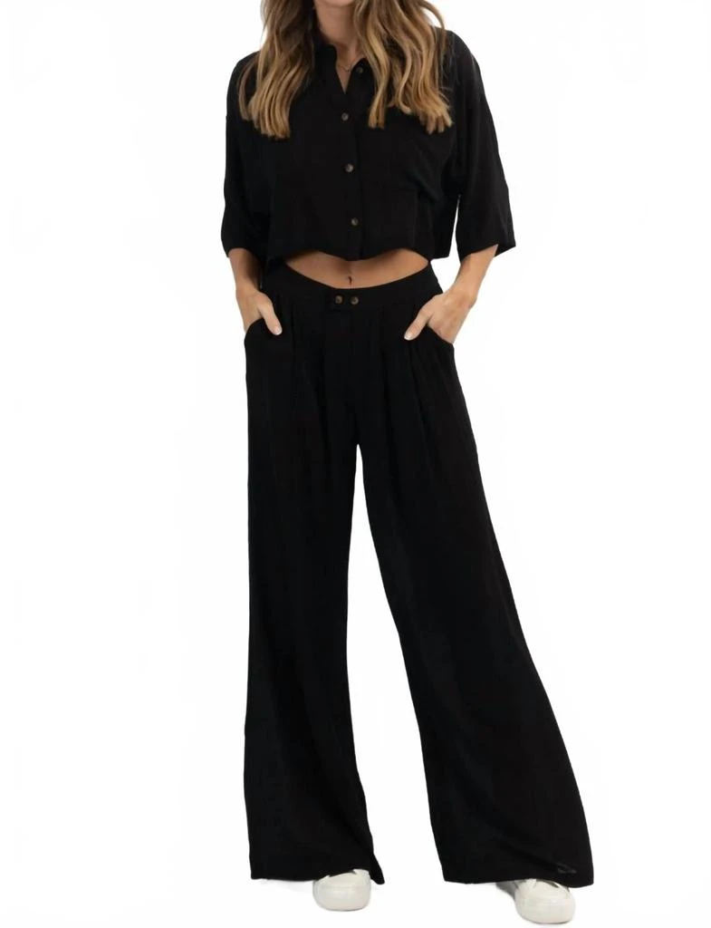 Minco Float On Collar Pant Set In Black