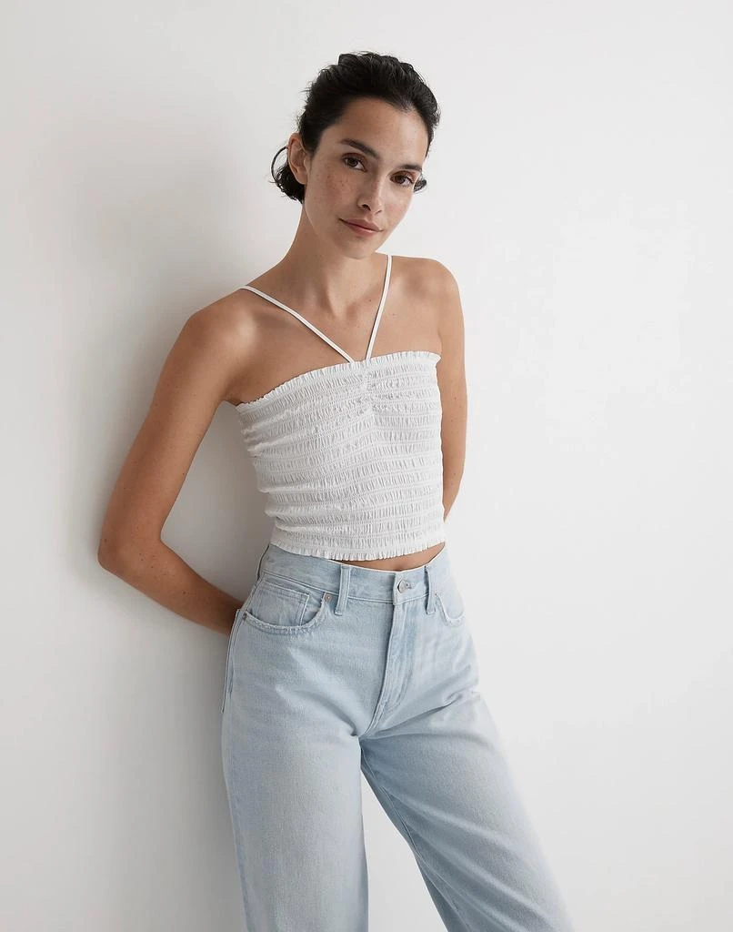 Madewell Poplin Smocked Halter Crop Top 4