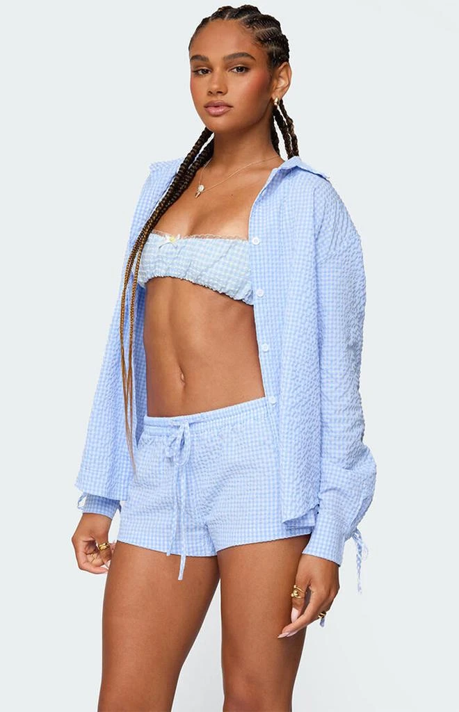 Edikted Lira Oversized Gingham Button Up Shirt 3