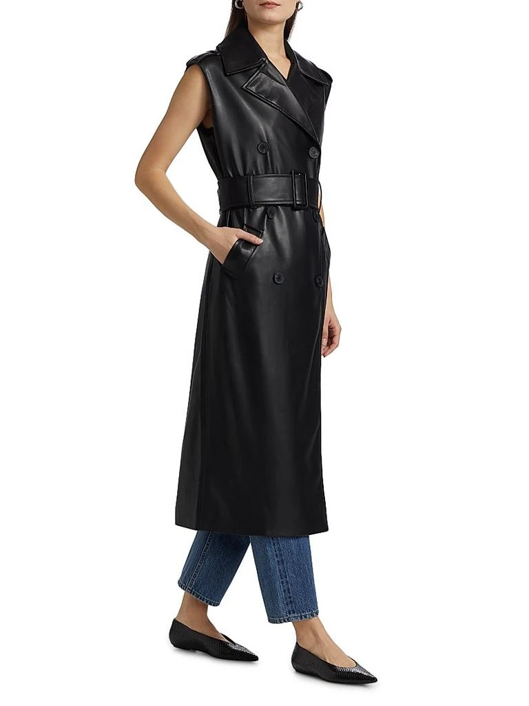 Susana Monaco Faux Leather Sleeveless Trench Coat 4