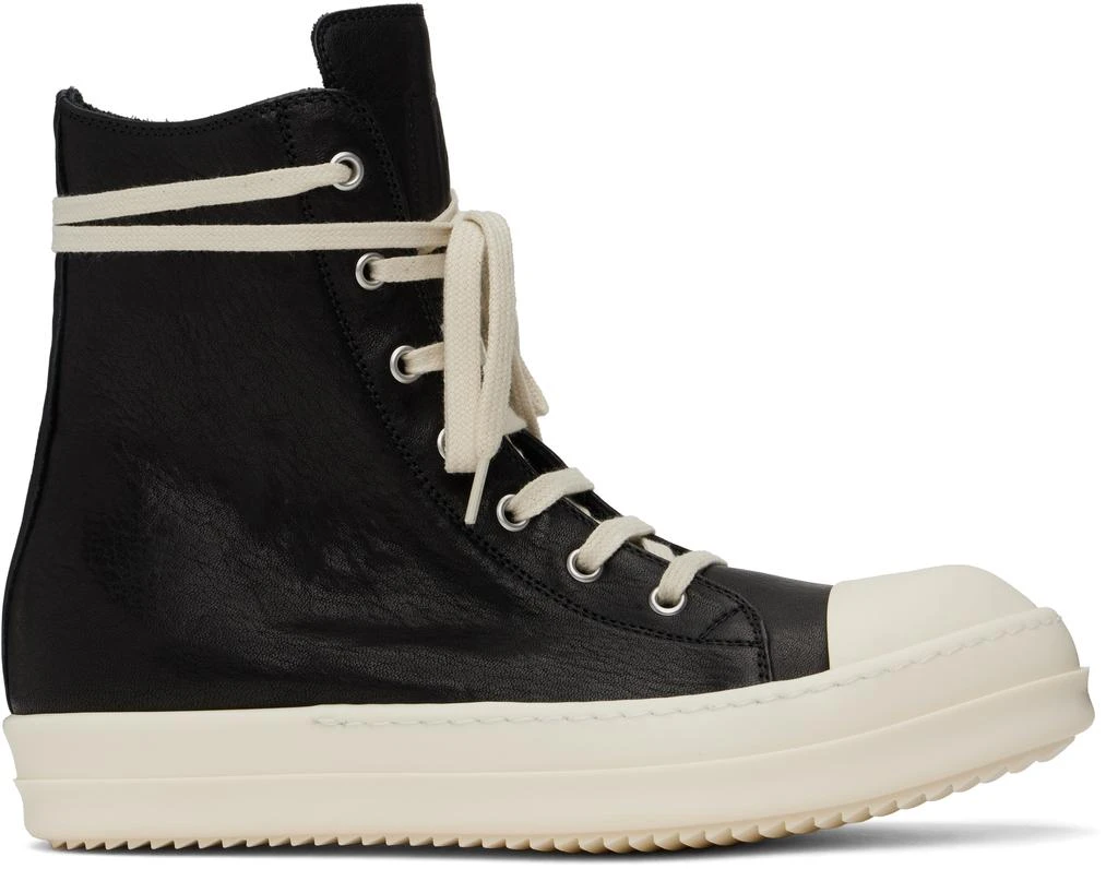 Rick Owens Black Hollywood Goat Leather Sneakers 1