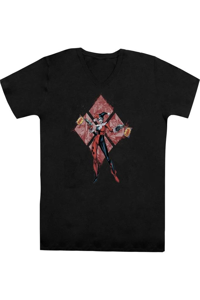 Gildan Batman Harley Quinn (Diamonds) Short Sleeve Adult V Neck Premium Cotton Tee / T-Shirt 1