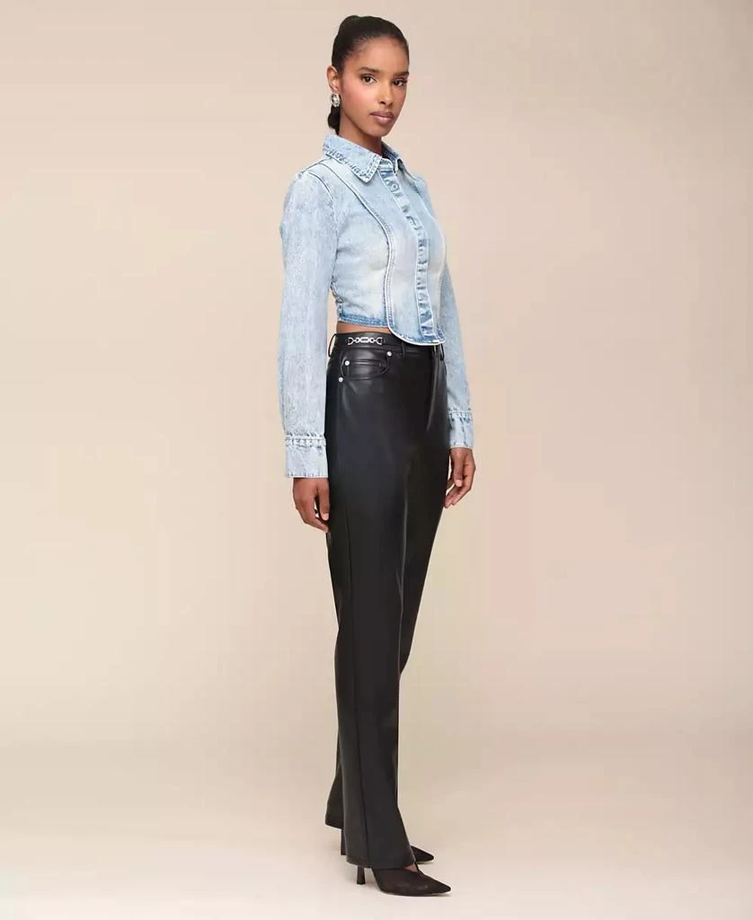 Avec Les Filles Women's Tuxedo Long-Sleeve Denim Shirt 7