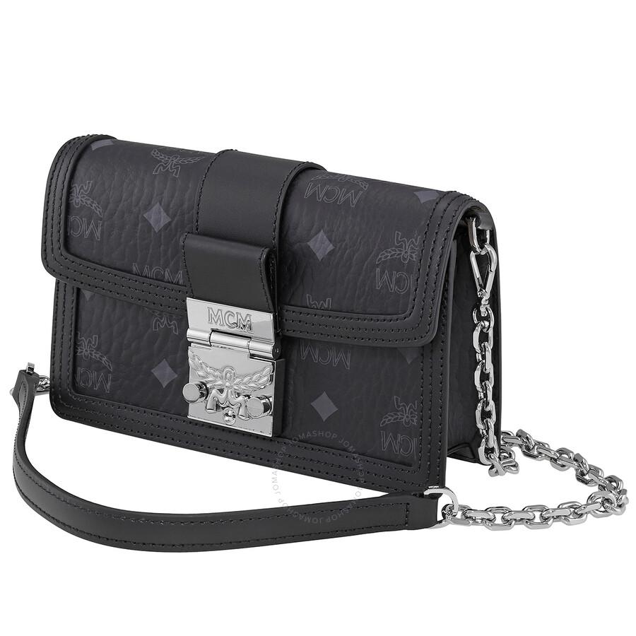 MCM Ladies Gretl Crossbody in Black Visetos