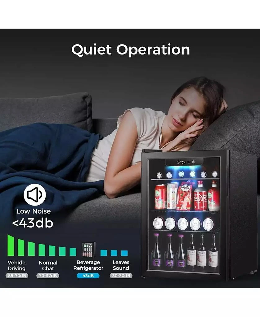 Cowsar 24-Bottle Wine Cooler with Glass Door, Quiet Compressor, Adjustable Temp, Freestanding Mini Bar Fridge. 7