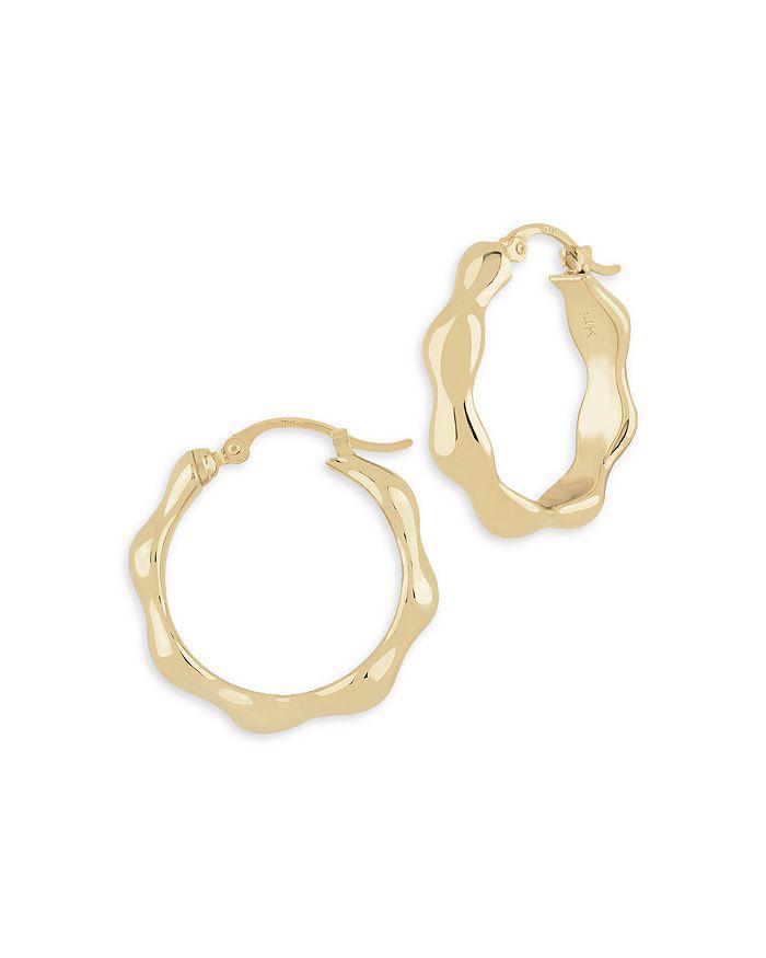 Moon & Meadow 14K Yellow Gold Wavy Small Hoop Earrings