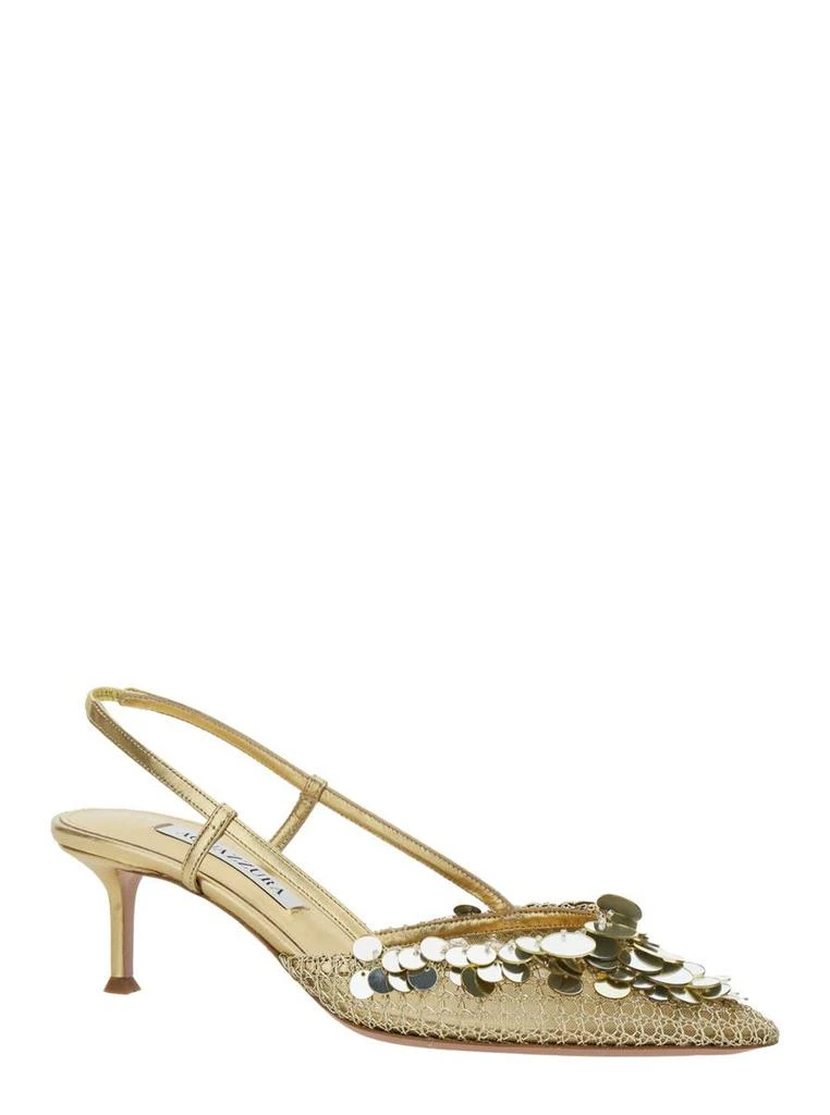Aquazzura 'Can Can' Metallic Slingback Pumps Sequin Embellishments In Leather Woman 2