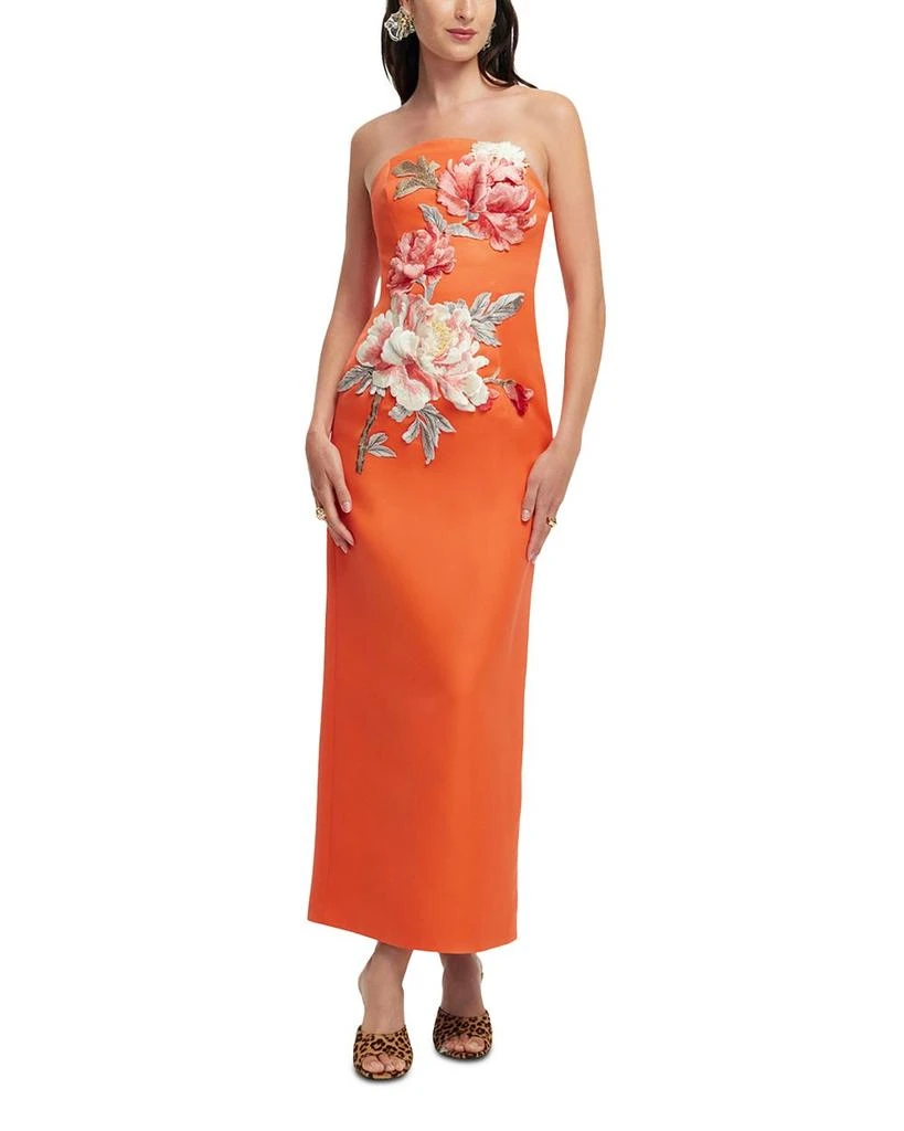 Leo Lin Ava Applique Floral Bustier Maxi Dress - Saffron