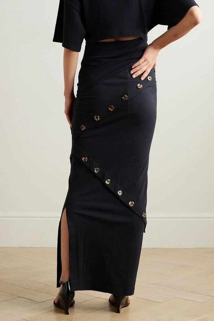 A.W.A.K.E. Mode Button-embellished  cotton-jersey maxi skirt 3