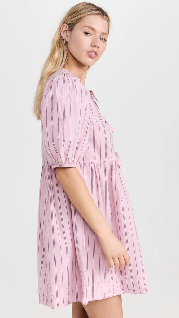 Ganni Stripe Cotton Mini Bow Tie Dress 3