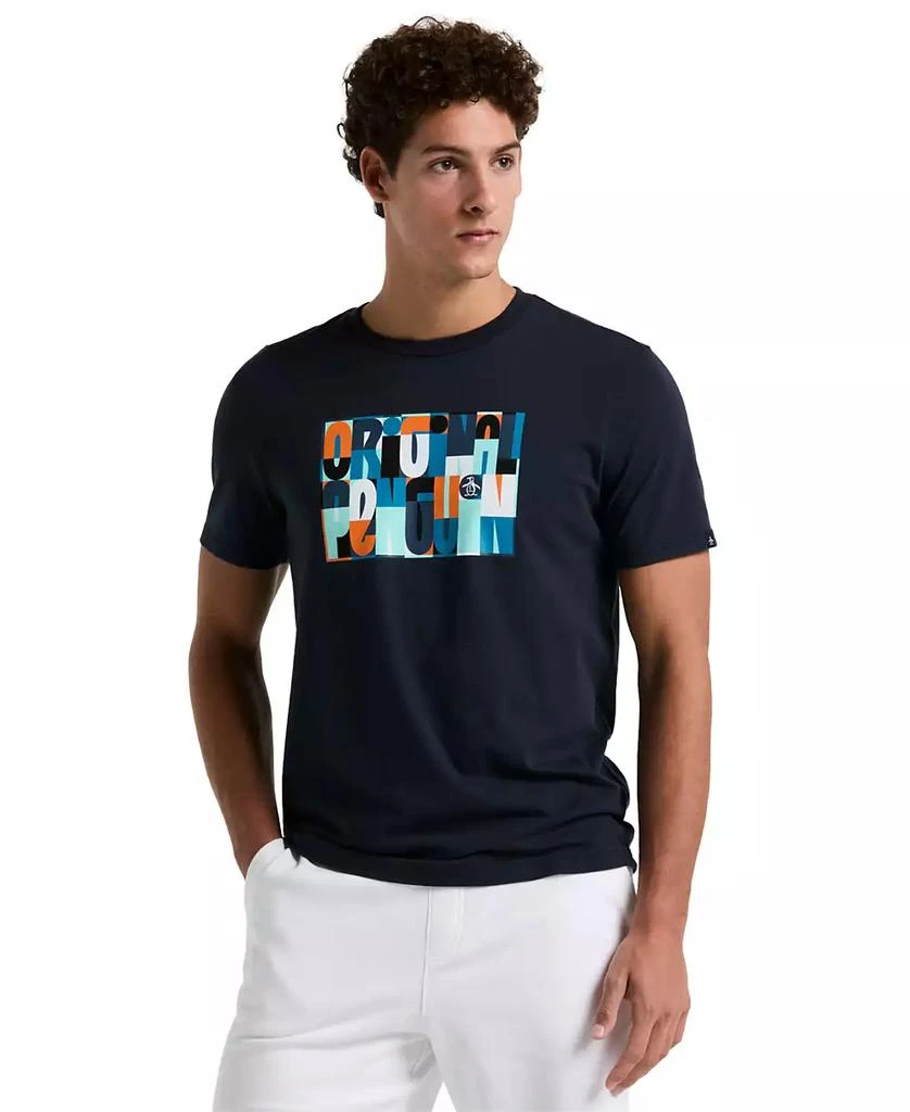 Original Penguin Men's Slim Fit Short Sleeve Crewneck Colorblocked Logo Graphic T-Shirt 1