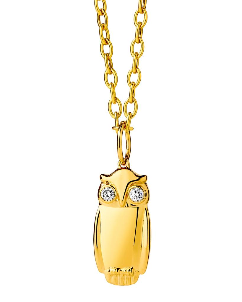 Syna 18K Champagne Diamond Owl Pendant Necklace