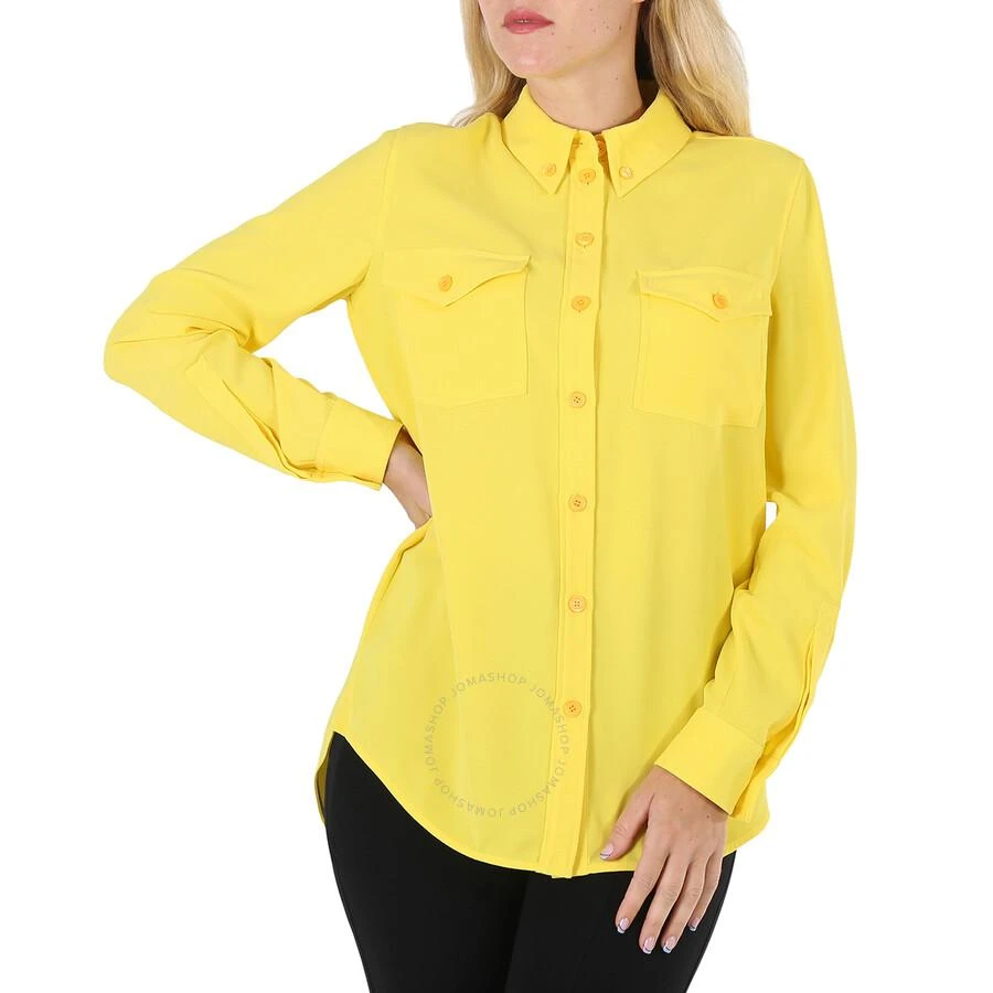 Burberry Ladies Pale Tulip Yellow Long-Sleeve Button-Down Classic Shirt 1