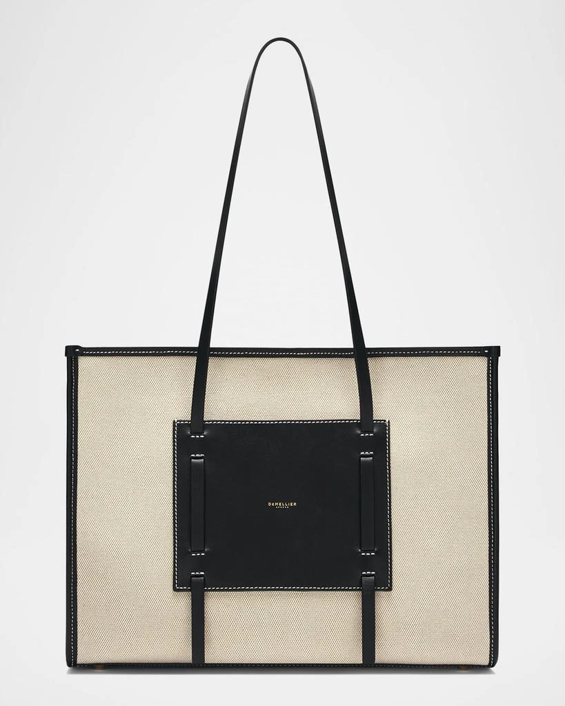 Demellier The Capri Canvas and Leather Box Tote Bag 1