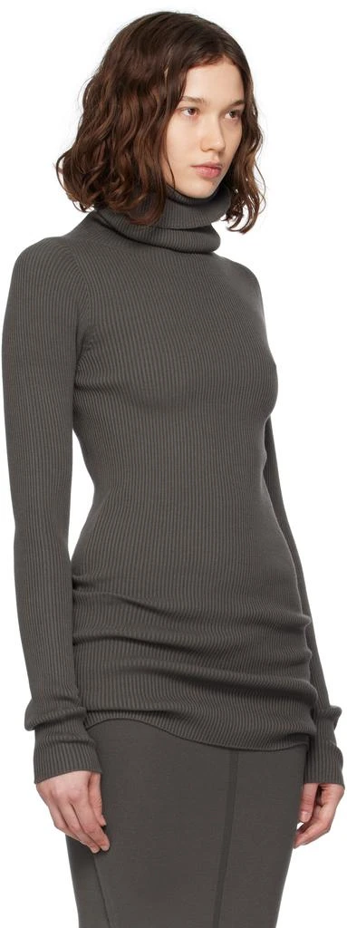 Rick Owens Gray Concordians Ribbed Knit Tube Turtleneck 2