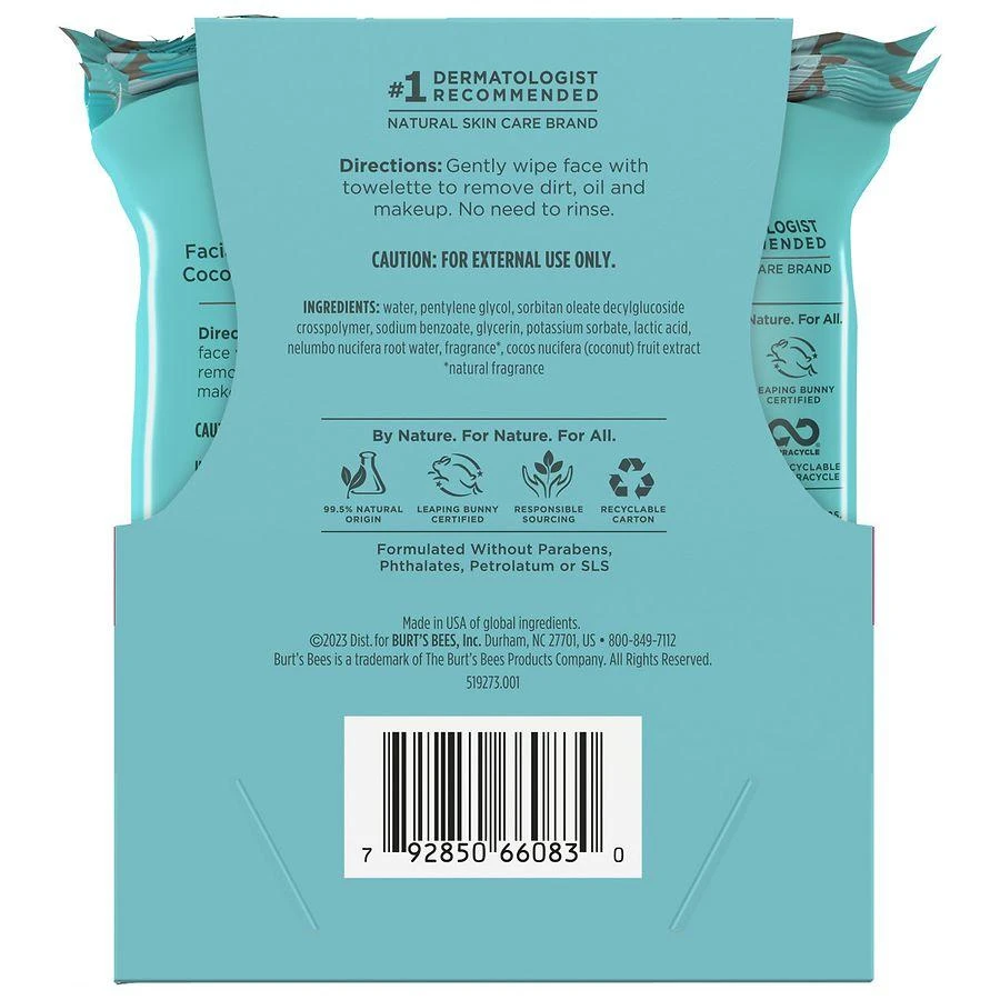 Burt's Bees Micellar Facial Towelettes Coconut & Lotus 4