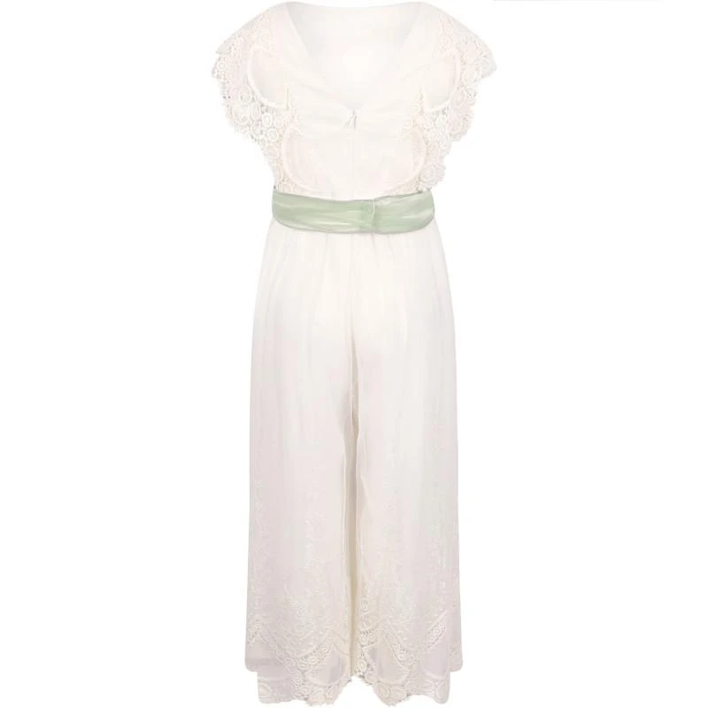 Abel & Lula Rich lace embellishment long jumpsuit in off white 2