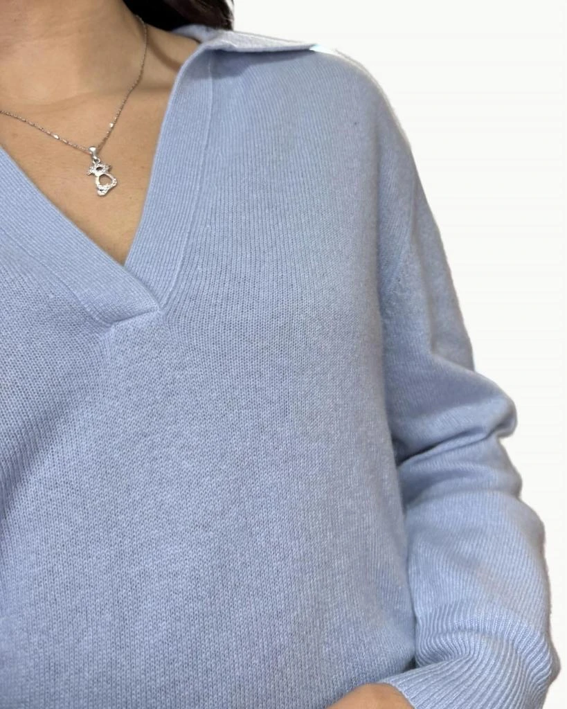 White + Warren White + Warren - Cashmere V-neck Polo Long Sleeve Top 3