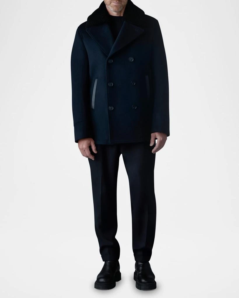 Mackage Men
s Cole Wool Peacoat with Shearling Collar 2
