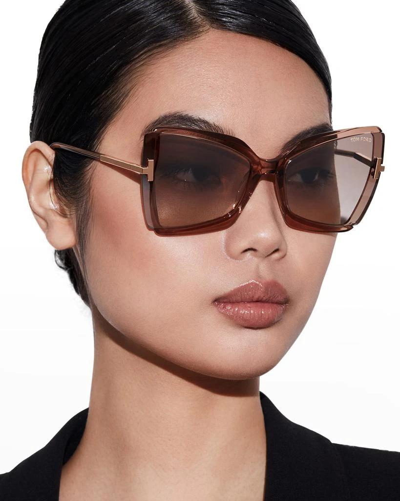 Tom Ford Gia Semi-Rimless Butterfly Sunglasses 3
