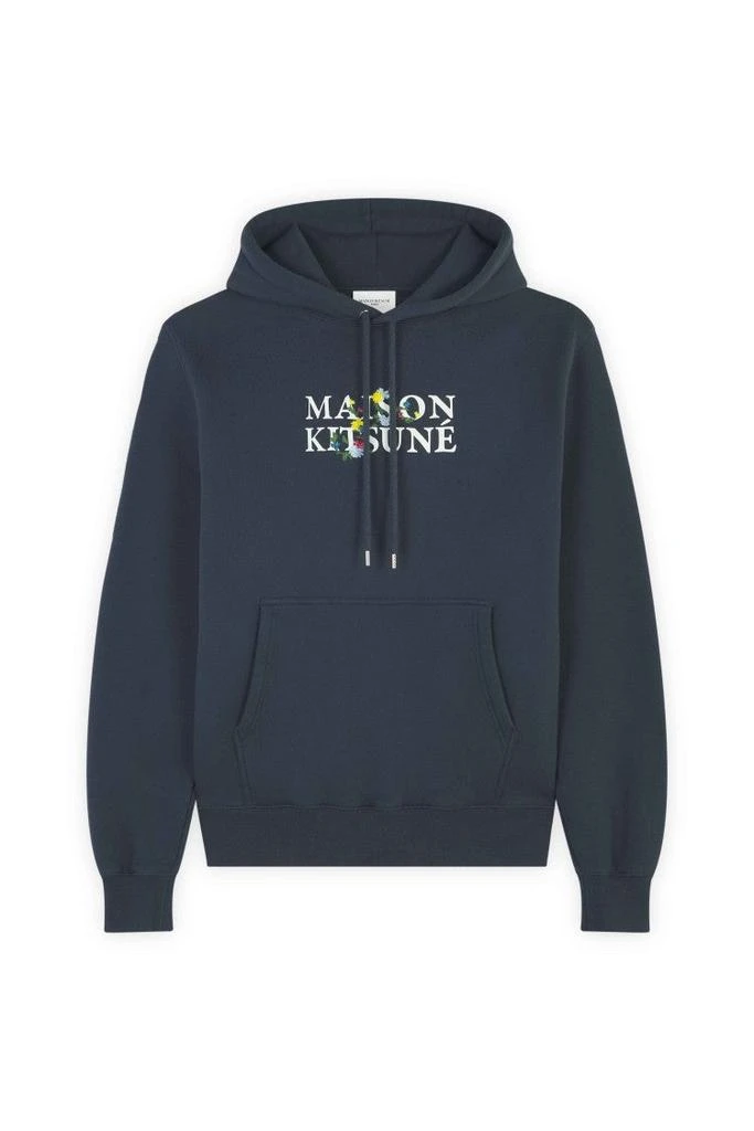 Maison Kitsune Ink Blue Hoodie With Drawstring Hood 1