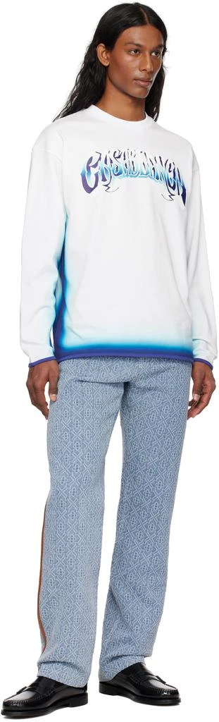 Casablanca White & Blue Fade Long Sleeve T-shirt 4