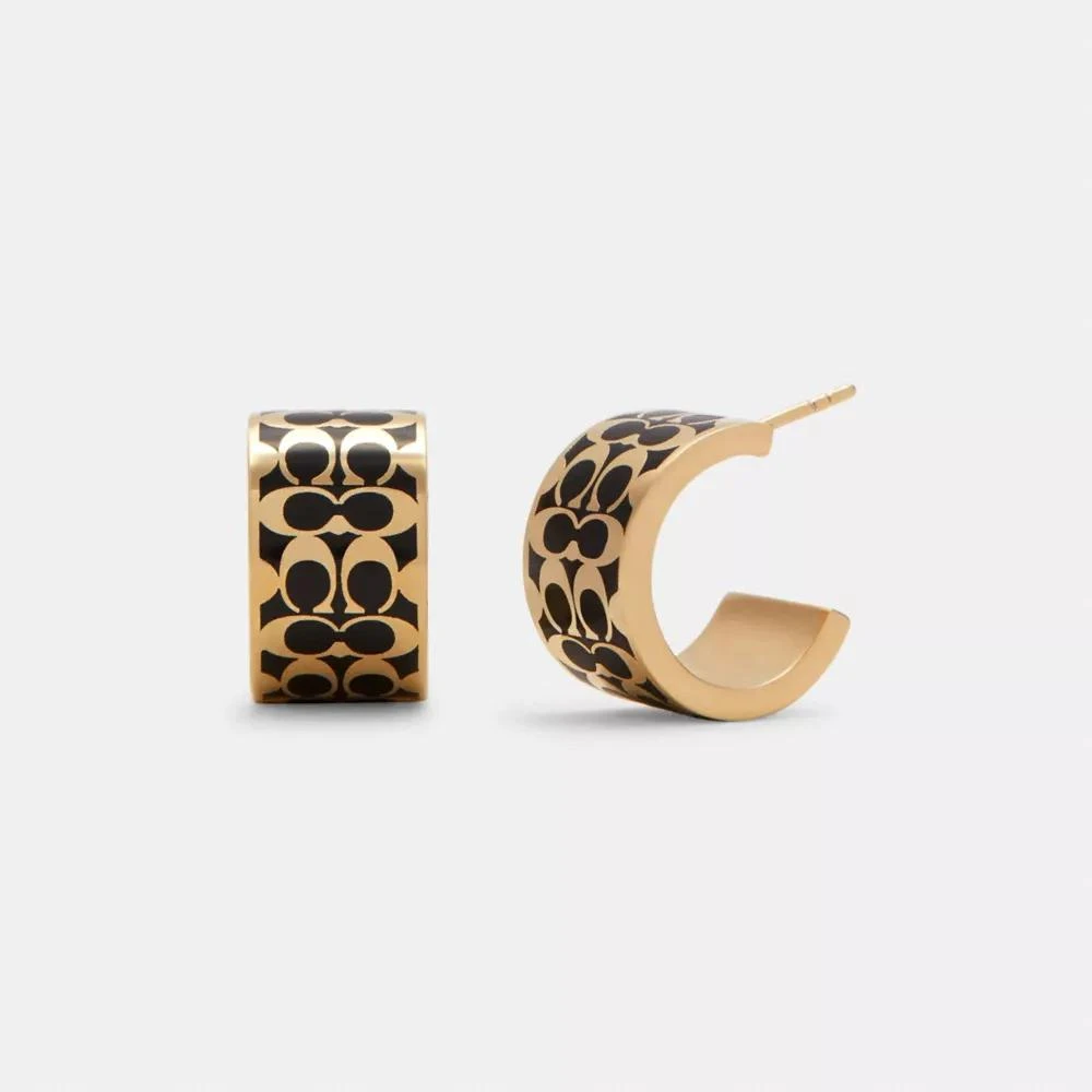 COACH® Signature Enamel Huggie Earrings 1