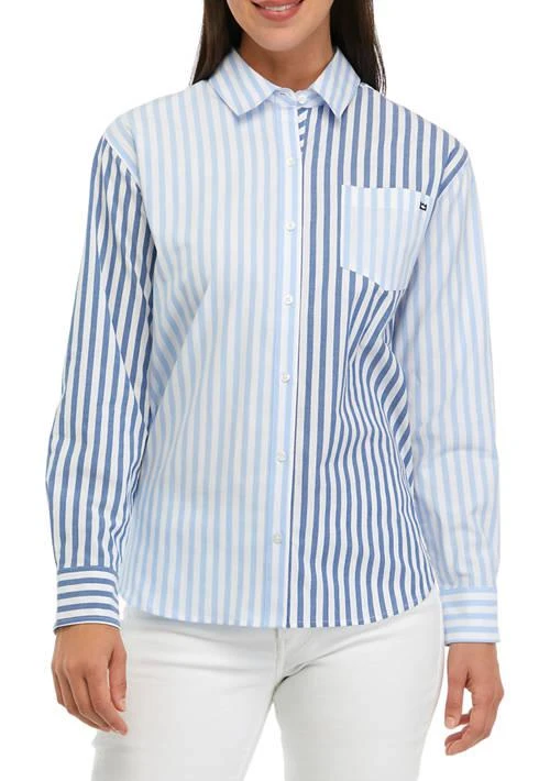 Crown & Ivy™ Ivy Womens Long Sleeve Poplin Boyfriend Shirt 1