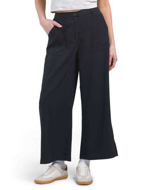 Max Studio Cropped Wide Leg Pants With Pockets