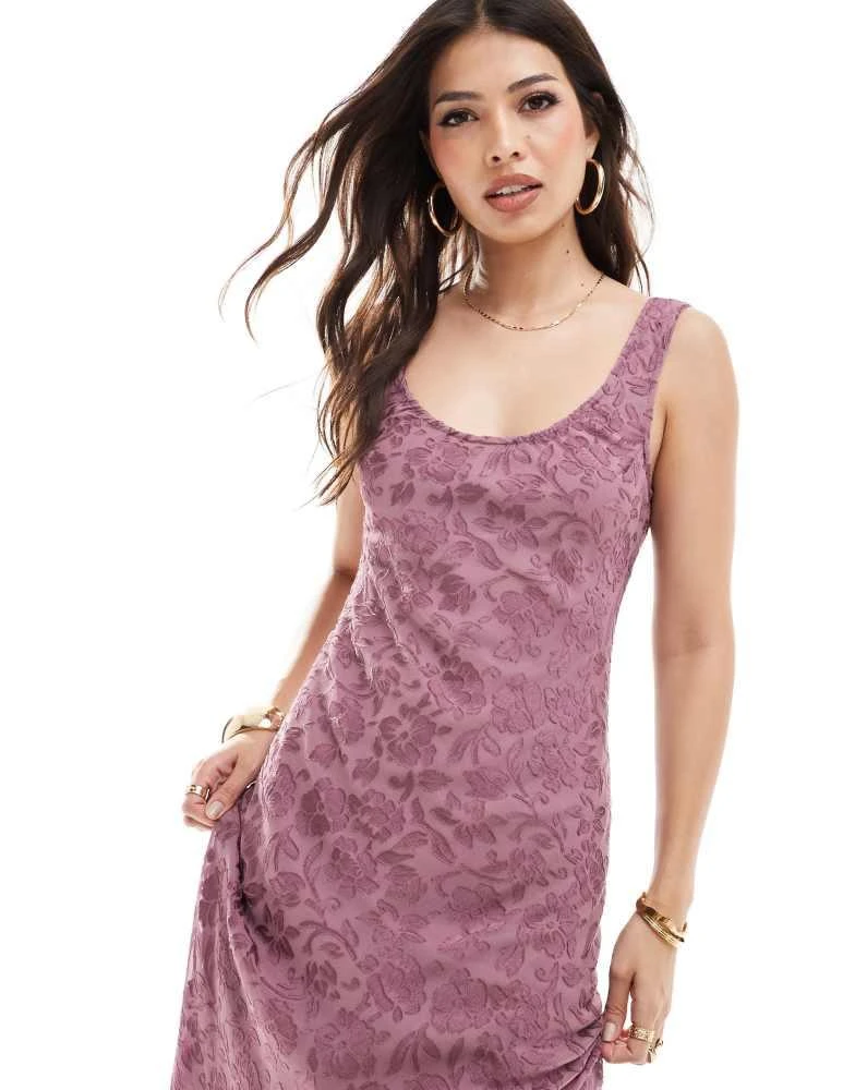 ASOS ASOS DESIGN burnout chiffon scoop neck midi slip dress in nostalgia rose 2