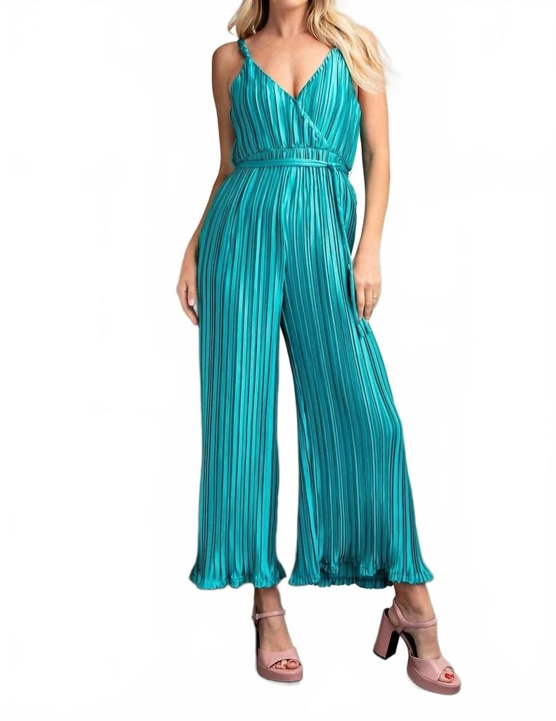 GLAM Pleated Jumpsuit In Teal 1
