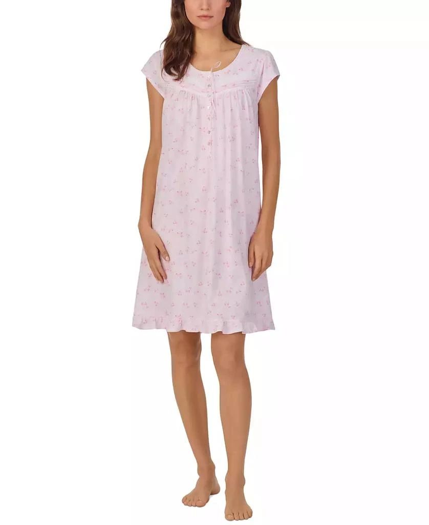 Eileen West Women's Cap-Sleeve Cotton Short Nightgown 1