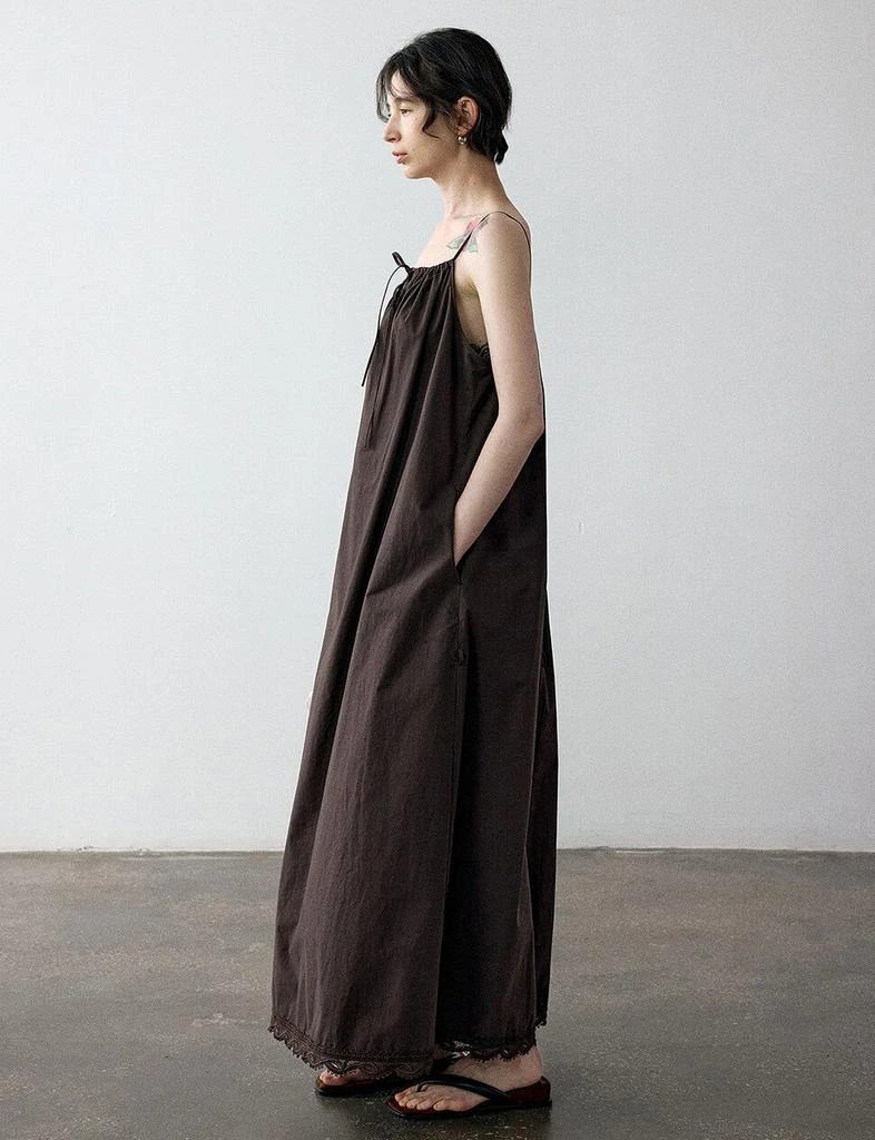 Pixie Market Lace Hem Dress in Chocolate 4