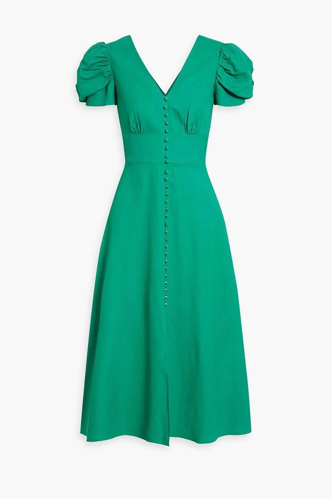 Saloni Margot ruched crepe midi dress 1