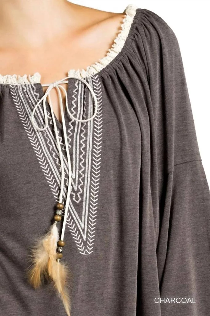 Kori Kori - Embroidered Bell Sleeve Knit Top 3