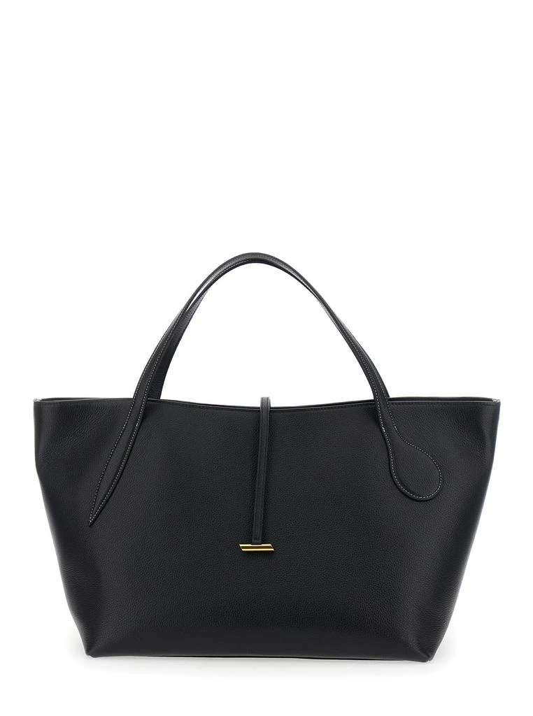 Little Liffner zip Penne Black Tote Bag With Two Top Handles And Logo Plaque On The Front In Leather Woman 1
