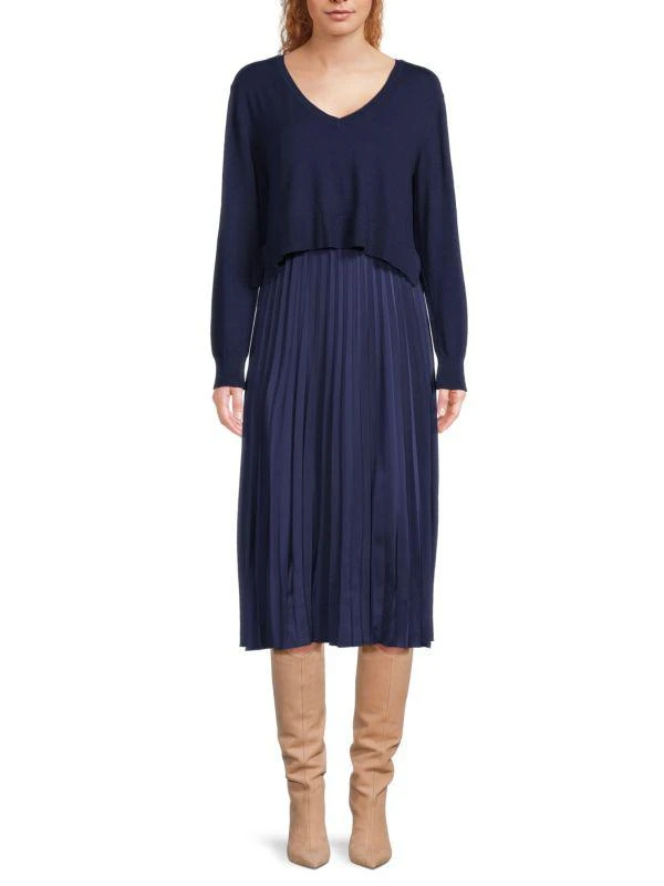 Sam Edelman Plissé Midi-dress With Sweater Set 1